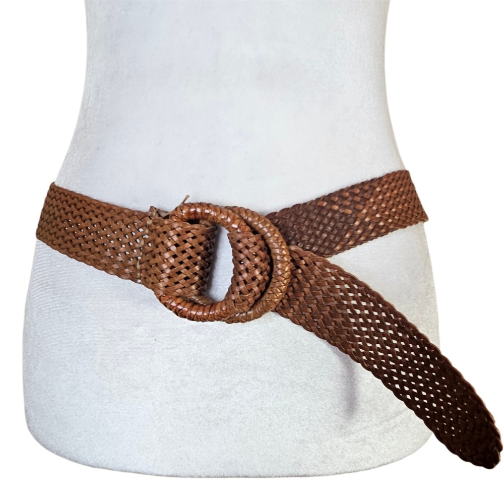J.Crew Two-Tone Braided Leather Belt Womens S/M Brown Woven Boho Coastal Preppy